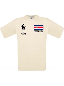 Männer-Shirt Fussballshirt Costa Rica mit Ihrem Wunschnamen bedruckt, natur, L