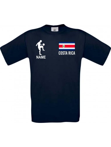 Männer-Shirt Fussballshirt Costa Rica mit Ihrem Wunschnamen bedruckt, navy, L
