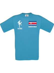 Männer-Shirt Fussballshirt Costa Rica mit Ihrem Wunschnamen bedruckt, türkis, L