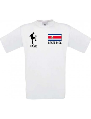 Männer-Shirt Fussballshirt Costa Rica mit Ihrem Wunschnamen bedruckt, weiss, L