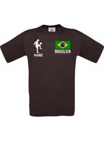 Männer-Shirt Fussballshirt Brasilien mit Ihrem Wunschnamen bedruckt, braun, L