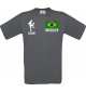 Männer-Shirt Fussballshirt Brasilien mit Ihrem Wunschnamen bedruckt, grau, L
