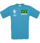 Männer-Shirt Fussballshirt Brasilien mit Ihrem Wunschnamen bedruckt, türkis, L