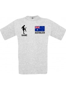 Männer-Shirt Fussballshirt Australien mit Ihrem Wunschnamen bedruckt, ash, L
