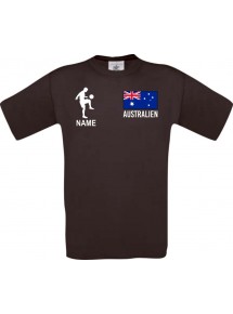Männer-Shirt Fussballshirt Australien mit Ihrem Wunschnamen bedruckt, braun, L
