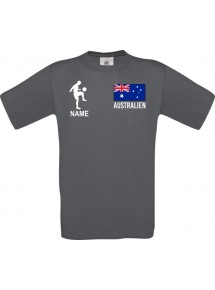 Männer-Shirt Fussballshirt Australien mit Ihrem Wunschnamen bedruckt, grau, L
