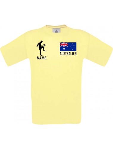 Männer-Shirt Fussballshirt Australien mit Ihrem Wunschnamen bedruckt, hellgelb, L
