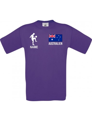 Männer-Shirt Fussballshirt Australien mit Ihrem Wunschnamen bedruckt, lila, L