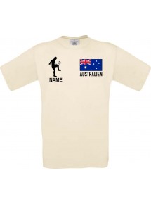 Männer-Shirt Fussballshirt Australien mit Ihrem Wunschnamen bedruckt, natur, L
