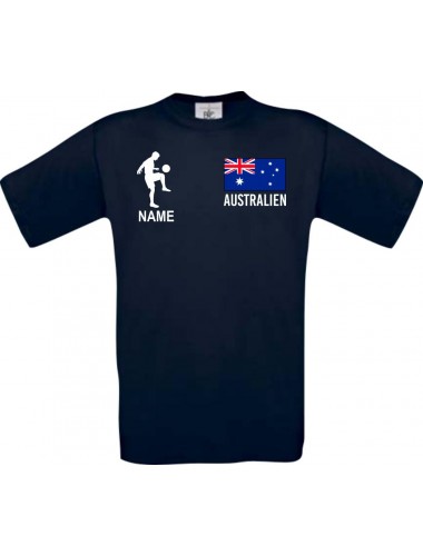 Männer-Shirt Fussballshirt Australien mit Ihrem Wunschnamen bedruckt, navy, L