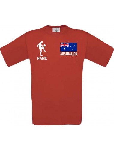 Männer-Shirt Fussballshirt Australien mit Ihrem Wunschnamen bedruckt, rot, L