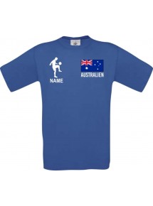 Männer-Shirt Fussballshirt Australien mit Ihrem Wunschnamen bedruckt, royal, L