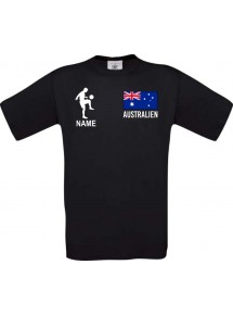 Männer-Shirt Fussballshirt Australien mit Ihrem Wunschnamen bedruckt, schwarz, L