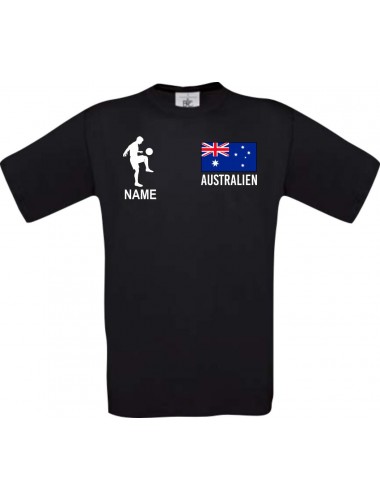 Männer-Shirt Fussballshirt Australien mit Ihrem Wunschnamen bedruckt, schwarz, L