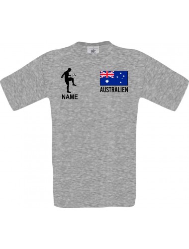 Männer-Shirt Fussballshirt Australien mit Ihrem Wunschnamen bedruckt, sportsgrey, L