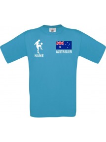 Männer-Shirt Fussballshirt Australien mit Ihrem Wunschnamen bedruckt, türkis, L