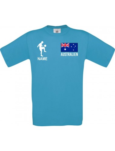 Männer-Shirt Fussballshirt Australien mit Ihrem Wunschnamen bedruckt, türkis, L