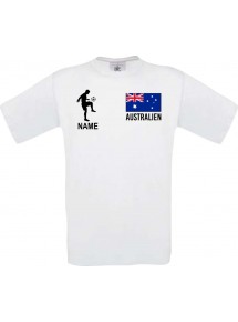 Männer-Shirt Fussballshirt Australien mit Ihrem Wunschnamen bedruckt, weiss, L