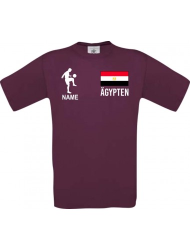 Männer-Shirt Fussballshirt Ägypten mit Ihrem Wunschnamen bedruckt, burgundy, L