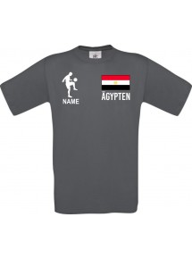 Männer-Shirt Fussballshirt Ägypten mit Ihrem Wunschnamen bedruckt, grau, L