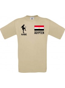 Männer-Shirt Fussballshirt Ägypten mit Ihrem Wunschnamen bedruckt, khaki, L