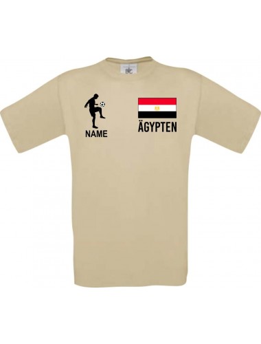 Männer-Shirt Fussballshirt Ägypten mit Ihrem Wunschnamen bedruckt, khaki, L