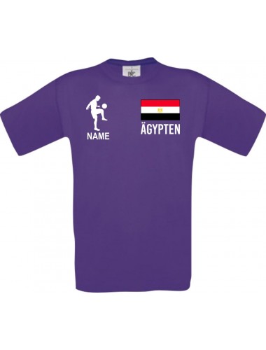 Männer-Shirt Fussballshirt Ägypten mit Ihrem Wunschnamen bedruckt, lila, L
