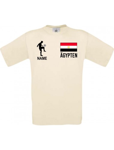 Männer-Shirt Fussballshirt Ägypten mit Ihrem Wunschnamen bedruckt, natur, L