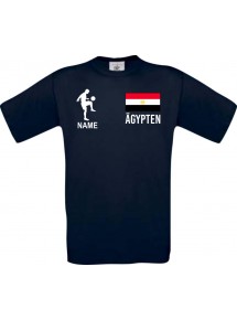 Männer-Shirt Fussballshirt Ägypten mit Ihrem Wunschnamen bedruckt, navy, L