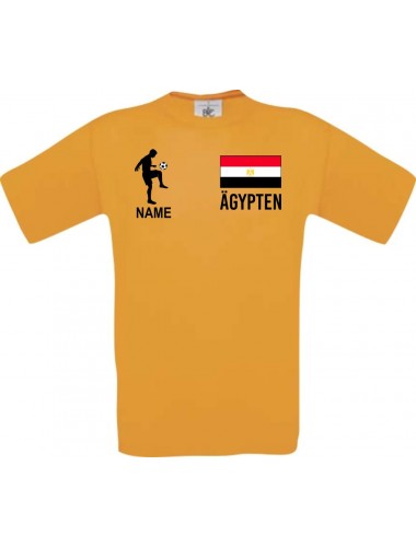 Männer-Shirt Fussballshirt Ägypten mit Ihrem Wunschnamen bedruckt, orange, L