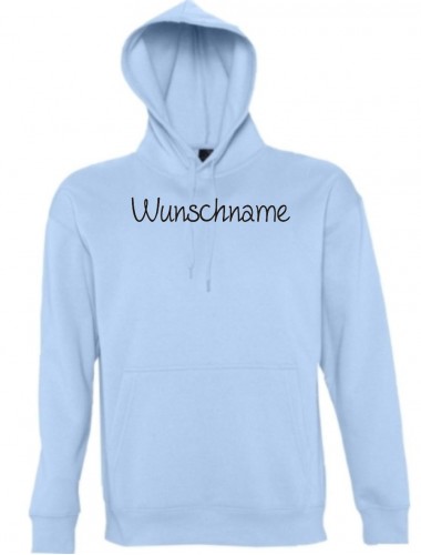 Kapuzen Sweatshirt individuell mit Ihrem Wunschtext versehen kult, hellblau, L