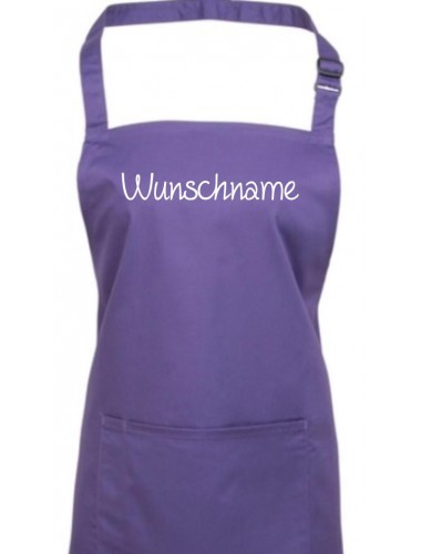 Kochschürze, mit deinem Wunschtext versehen, purple