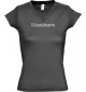 sportlisches Ladyshirt mit V-Ausschnitt mit deinem Wunschtext versehen, grau, L