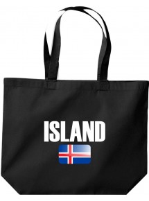 große Einkaufstasche, Island Land Länder Fussball, schwarz