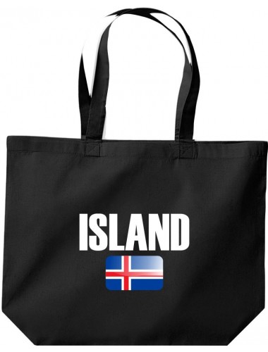 große Einkaufstasche, Island Land Länder Fussball, schwarz