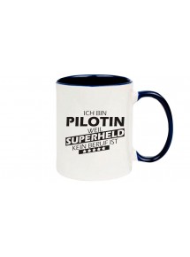 Kaffeepott beidseitig mit Motiv bedruckt Ich bin Pilotin, weil Superheld kein Beruf ist