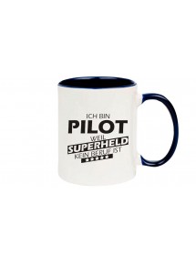 Kaffeepott beidseitig mit Motiv bedruckt Ich bin Pilot, weil Superheld kein Beruf ist