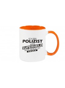 Kaffeepott beidseitig mit Motiv bedruckt Ich bin Polizist, weil Superheld kein Beruf ist