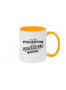 Kaffeepott beidseitig mit Motiv bedruckt Ich bin Polizistin, weil Superheld kein Beruf ist