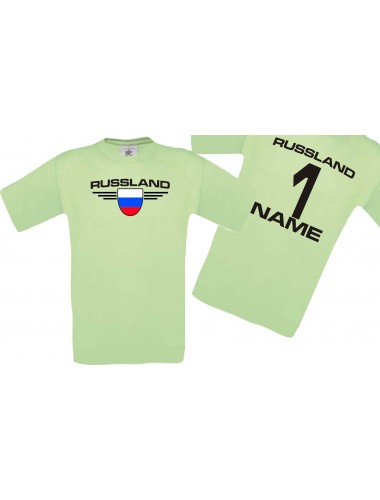 Man T-Shirt Russland Wappen mit Wunschnamen und Wunschnummer, Land, Länder, mint, L