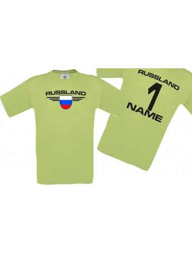 Man T-Shirt Russland Wappen mit Wunschnamen und Wunschnummer, Land, Länder, pistas, L