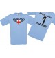 Man T-Shirt England Wappen mit Wunschnamen und Wunschnummer, Land, Länder, hellblau, L