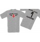 Man T-Shirt England Wappen mit Wunschnamen und Wunschnummer, Land, Länder, sportsgrey, L