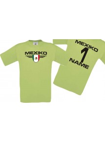 Man T-Shirt Mexico Wappen mit Wunschnamen und Wunschnummer, Land, Länder, pistas, L