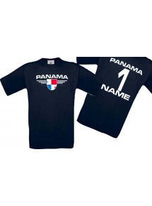 Man T-Shirt Panama Wappen mit Wunschnamen und Wunschnummer, Land, Länder, navy, L