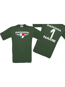 Man T-Shirt Panama Wappen mit Wunschnamen und Wunschnummer, Land, Länder, gruen, L