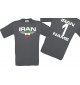 Man T-Shirt Iran Wappen mit Wunschnamen und Wunschnummer, Land, Länder, grau, L