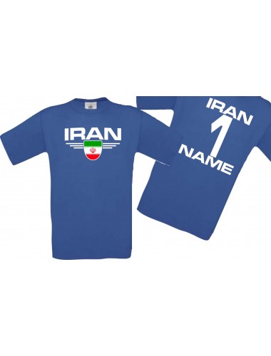 Man T-Shirt Iran Wappen mit Wunschnamen und Wunschnummer, Land, Länder, royal, L