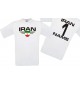 Man T-Shirt Iran Wappen mit Wunschnamen und Wunschnummer, Land, Länder, weiss, L