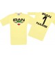 Man T-Shirt Iran Wappen mit Wunschnamen und Wunschnummer, Land, Länder, hellgelb, L